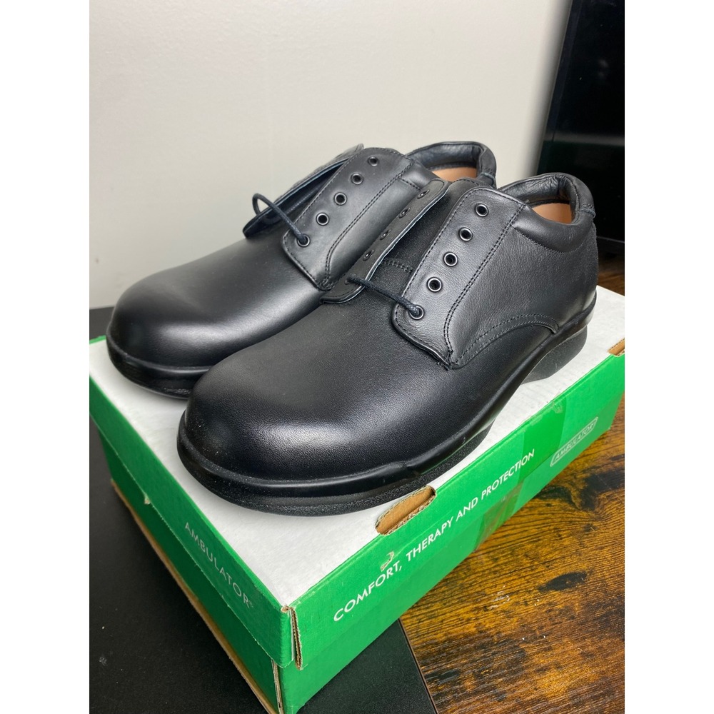 Apex Ambulator Conform Lace Black Leather Mens Shoes 10.5M V1270MM105 Orthopedic